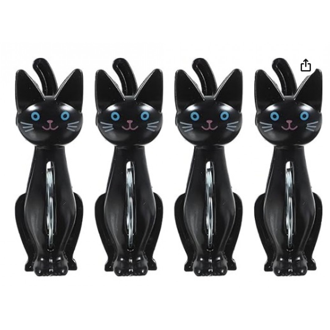 Kit 4 Pregadores preto  multiuso gatinho estiloso