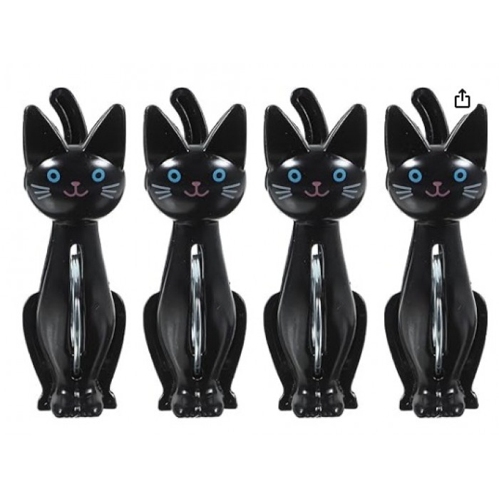 Kit 4 Pregadores preto  multiuso gatinho estiloso