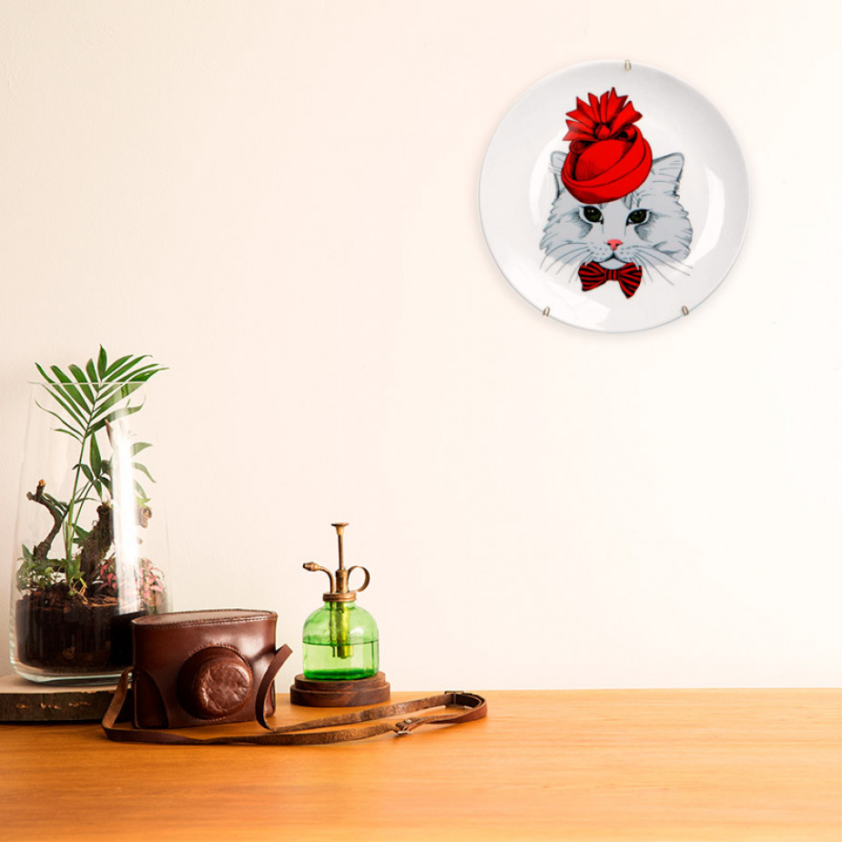 Prato 19 cm Decorativo Gatinha