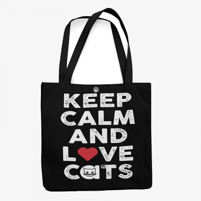 Bolsa Sacola Square Keep Calm Love Cats