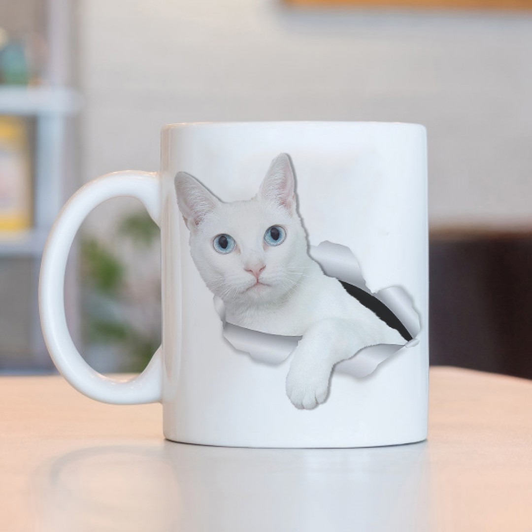 Caneca 3D Gato Branco