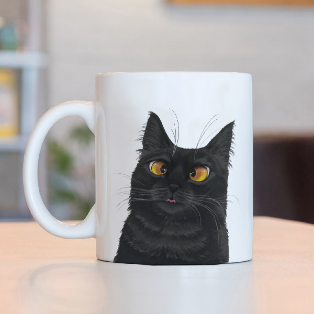 Caneca Cara De Gato Pretinho