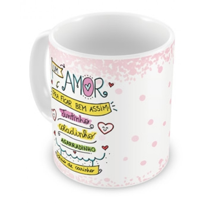 Caneca Gatinho Um amor pra ficar assim agarradinho