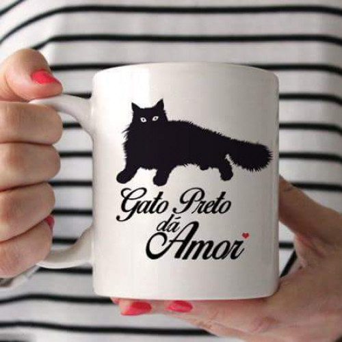 Caneca gato preto da amor