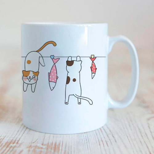 Caneca Gatos Agarradinhos