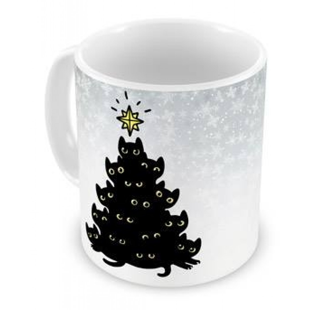 Caneca natal árvore de gatos