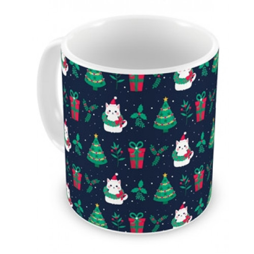 Caneca Natal Gatos e Arvores