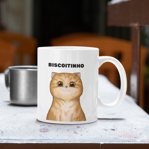  Caneca Personalizada Nome e Cor do seu Gatinho! **1 GATO**