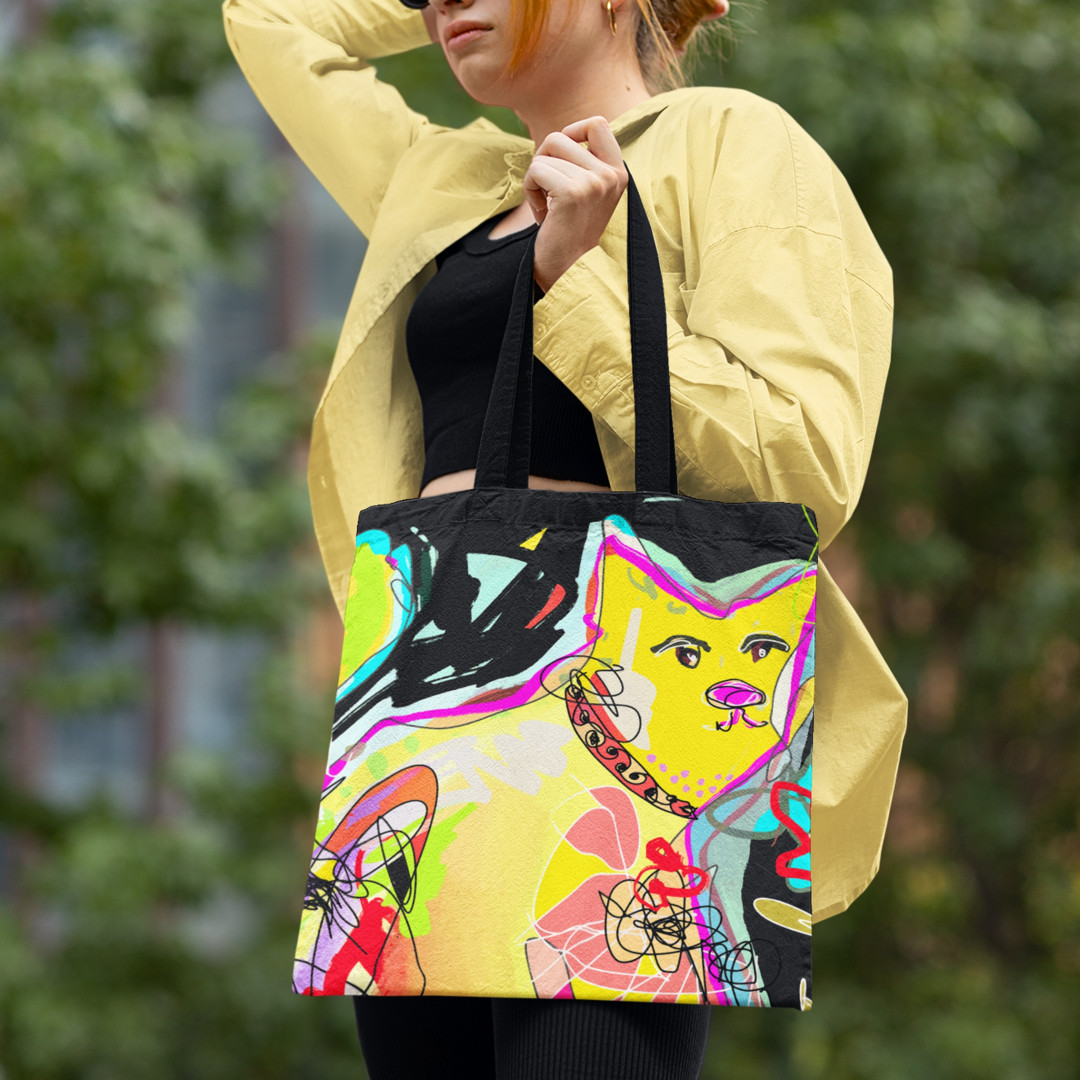 Bolsa Sacola Square Gato Cores e formas