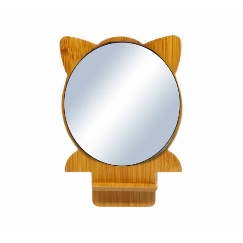 Mini Espelho de Mesa Cara de Gato MDF