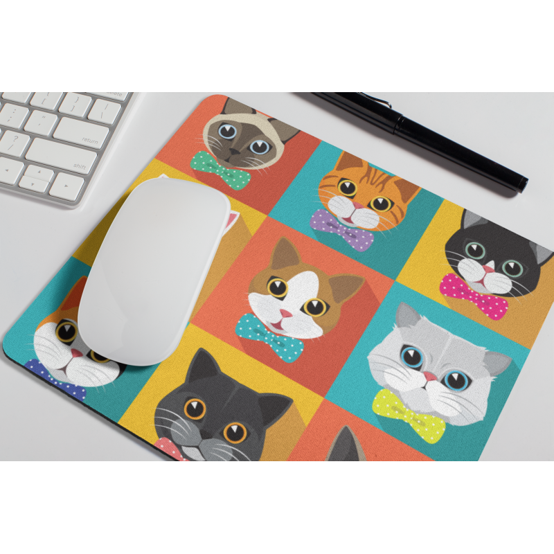 Mouse pads redondos fofos gatos lendo livro família trabalhando jogos  tapete de mouse para laptop e computador PC