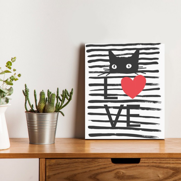 Placa Decorativa   Love Cat
