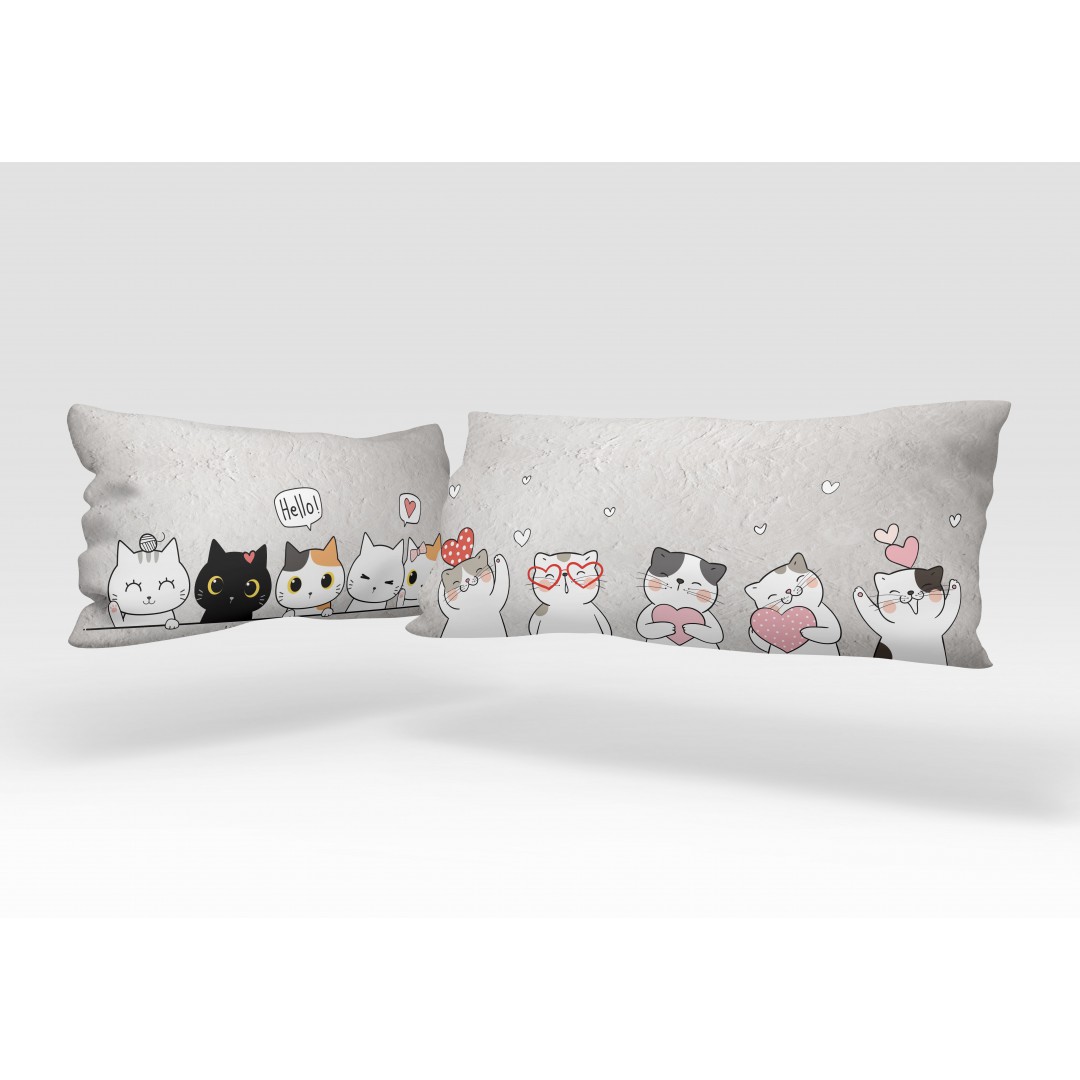 Fronha personalizada de gato com texto de nome fofo desenho animado animal  gatos fronha de cetim personalizada com fecho de envelope fronhas de cama  capa de almofada refrescante, 50 x 76 cm