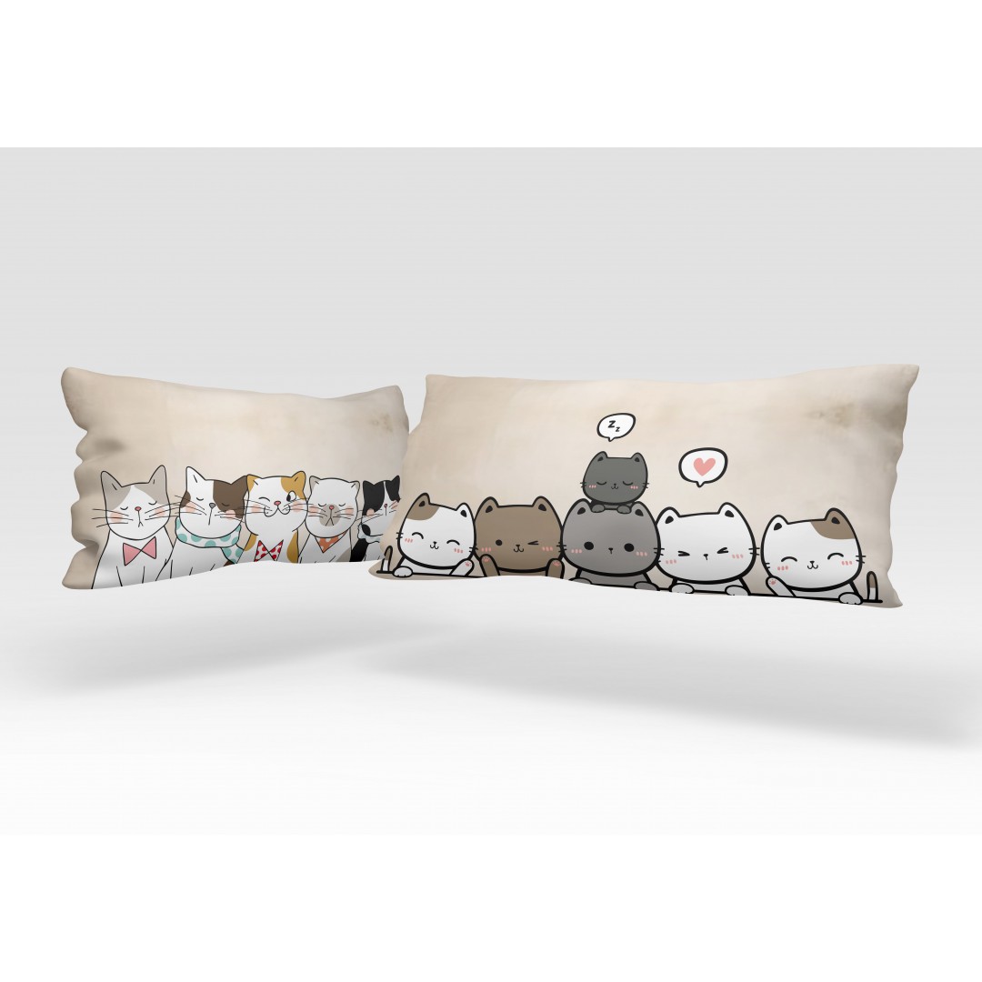 Fronha personalizada de gato com texto de nome fofo desenho animado animal  gatos fronha de cetim personalizada com fecho de envelope fronhas de cama  capa de almofada refrescante, 50 x 76 cm