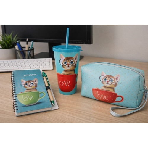  kIT  gatos love  3 PEÇAS