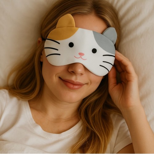 Máscara para Dormir Relaxar com gel Gata Tricolor