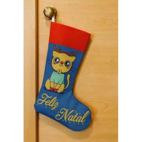 a   Meia Natalina decorativa  gato rena