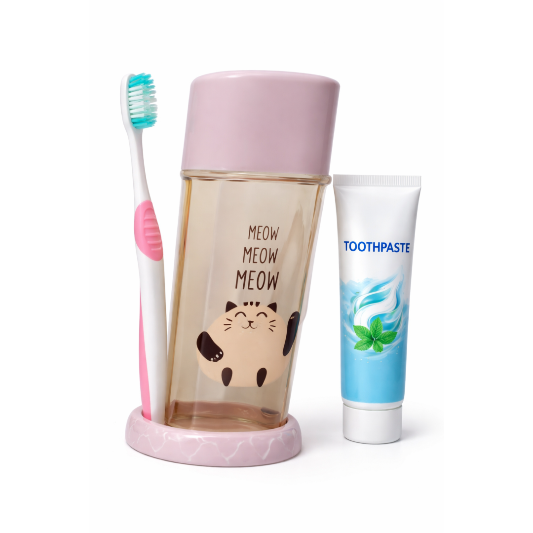Porta escova de dentes e pasta Gato  Meow