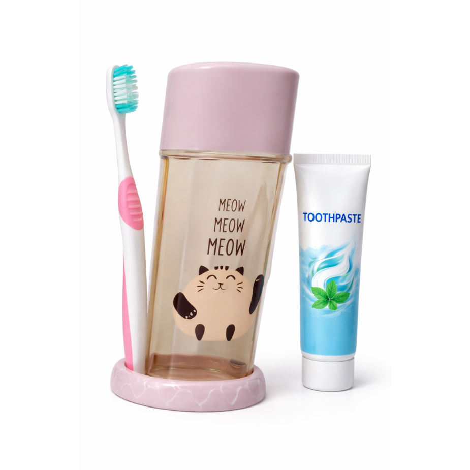 Porta escova de dentes e pasta Gato  Meow