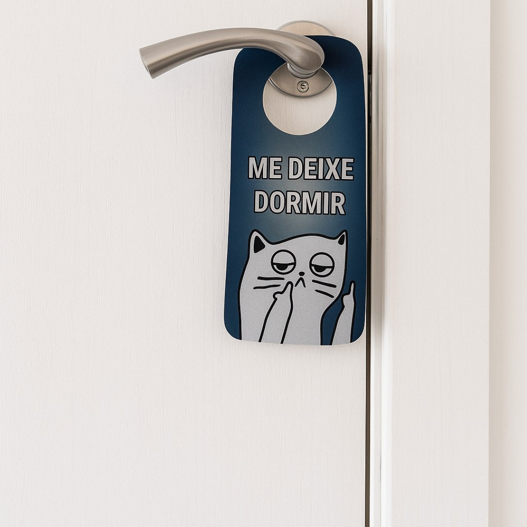 Aviso de Porta em Neoprene Me deixe dormir