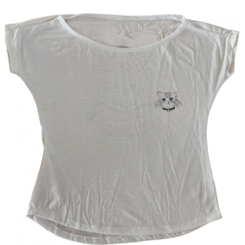 Blusa canoa gata na mochila