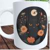 Caneca Gato Preto e Flores