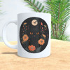 Caneca Gato Preto e Flores