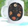 Caneca Gato Preto e Flores