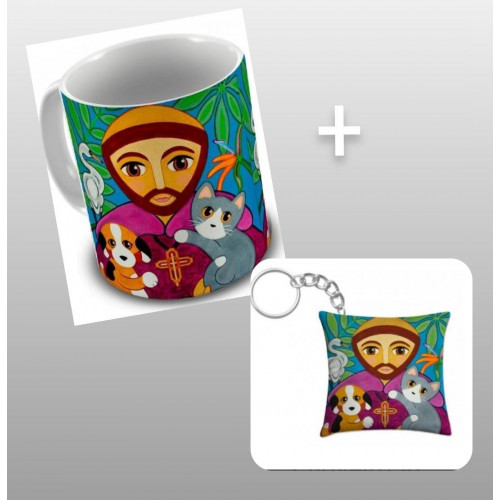 Kit Caneca + chaveiro Saõ Francisco de Assis
