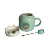Caneca Azul Tampa + mexedor Gatinho