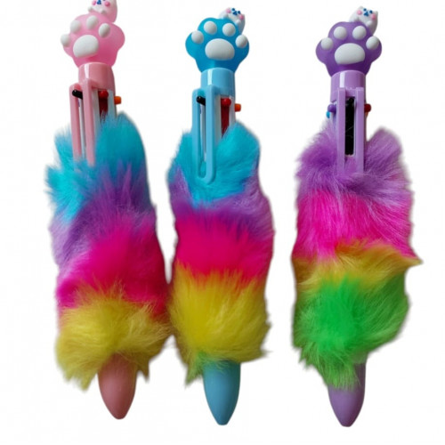 Caneta 6  Cores pelucia e Patinha