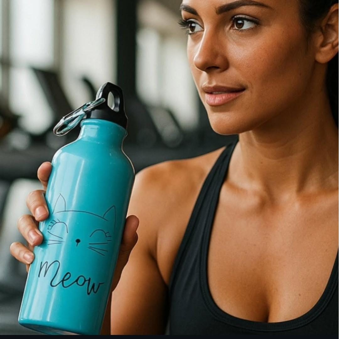 Garrafa Squeeze Alumínio 500ml gatinha meow Garrafa Squeeze Alumínio 500ml gatinha meow