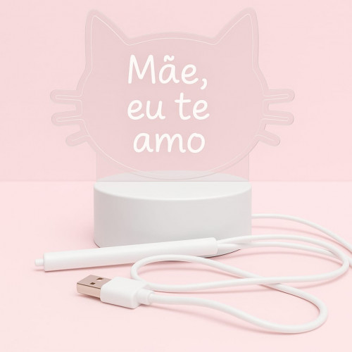 Luminaria 3d   gato quadro de mensagem