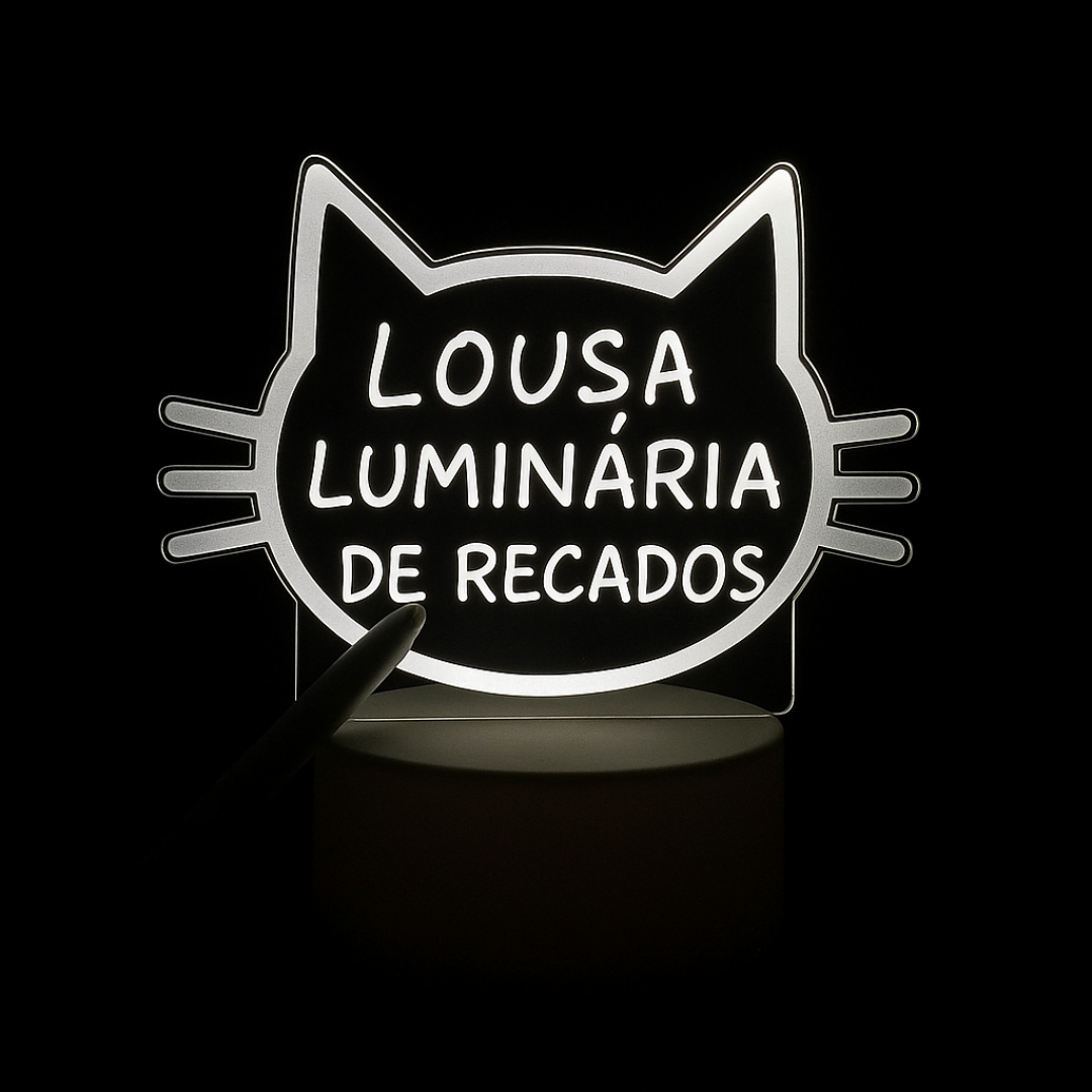 Luminaria 3d   gato quadro de mensagem