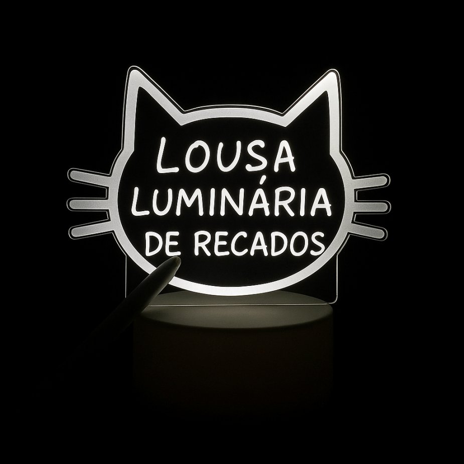 Luminaria lousa Led  gato quadro de mensagem