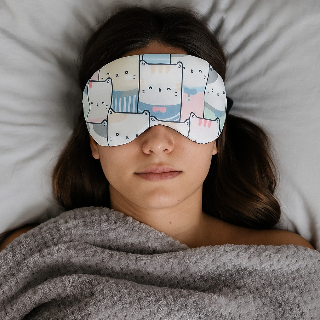 Máscara para Dormir Relaxar com gel Gatinhos cut