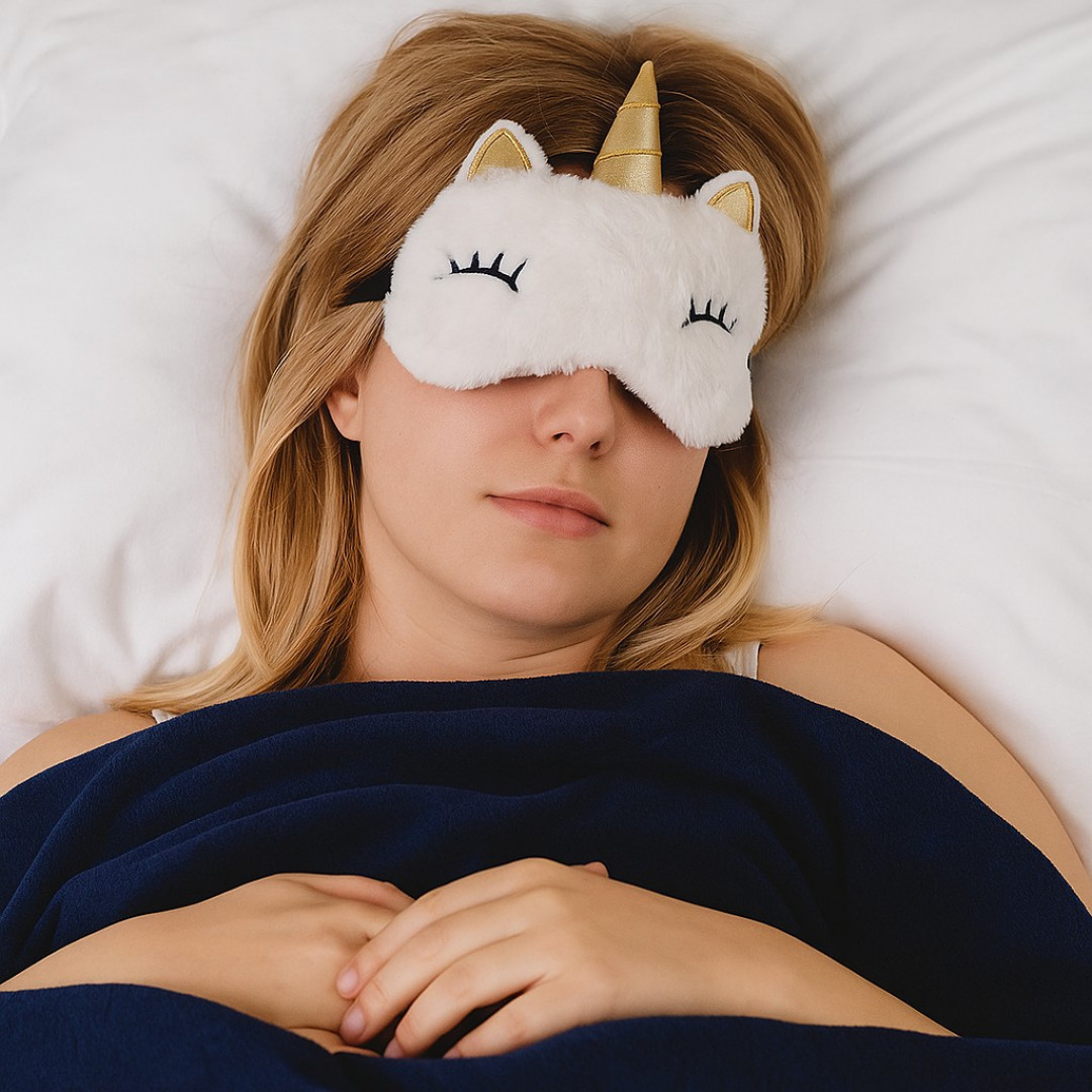 Máscara para Dormir e Relaxar com gel Gatinho Unicórnio