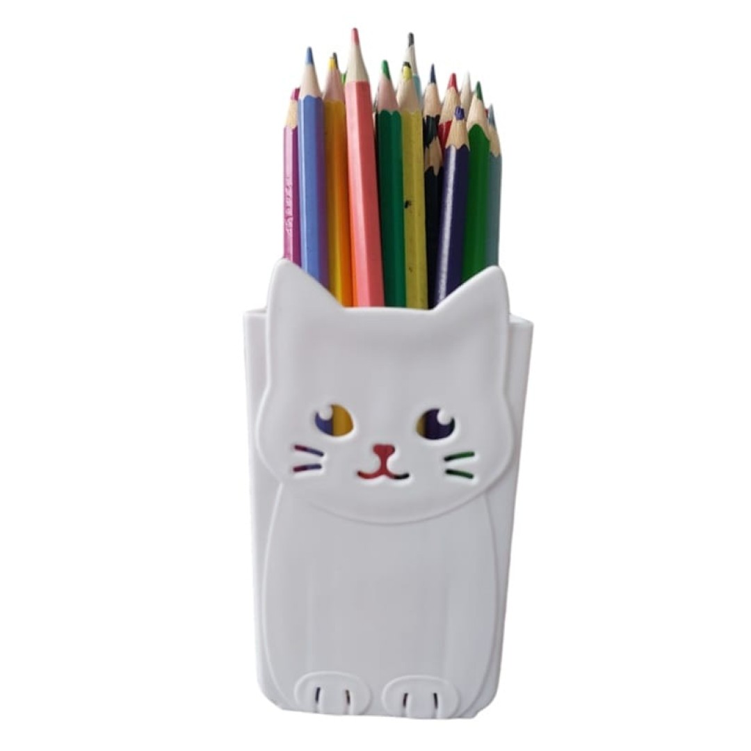 Porta treco plastico,  lapis, caneta,escova de dente   gatinho