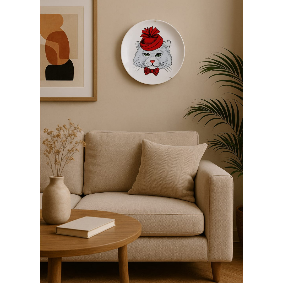 Prato 19 cm Decorativo Gatinha