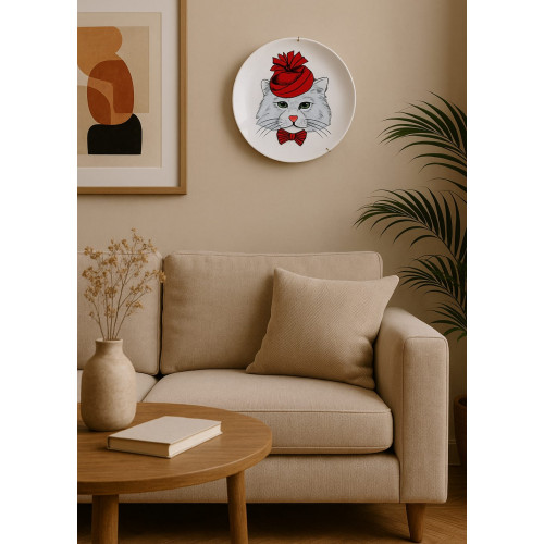 Prato 19 cm Decorativo Gatinha