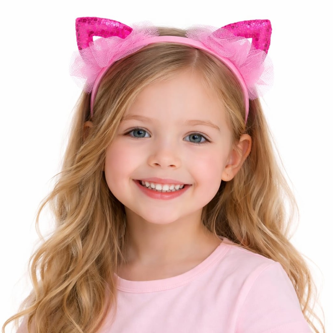 Tiara rosa orelha de gato